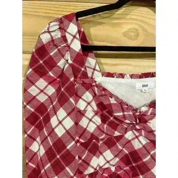 Rahi Red/White Plaid Blossom Top, M - Picture 5 of 12